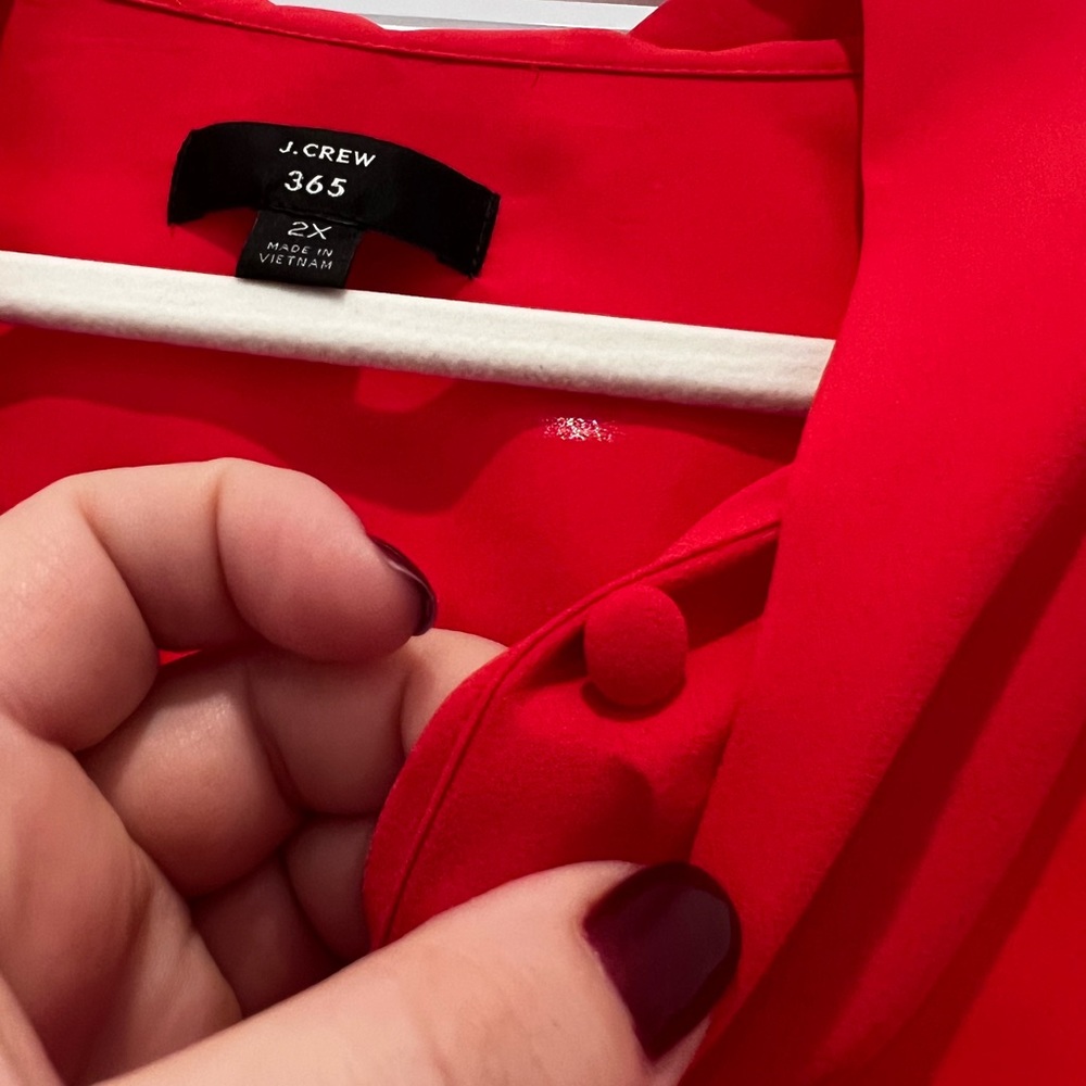 J. Crew Red Tie Sleeveless Blouse 2X - Picture 4 of 7